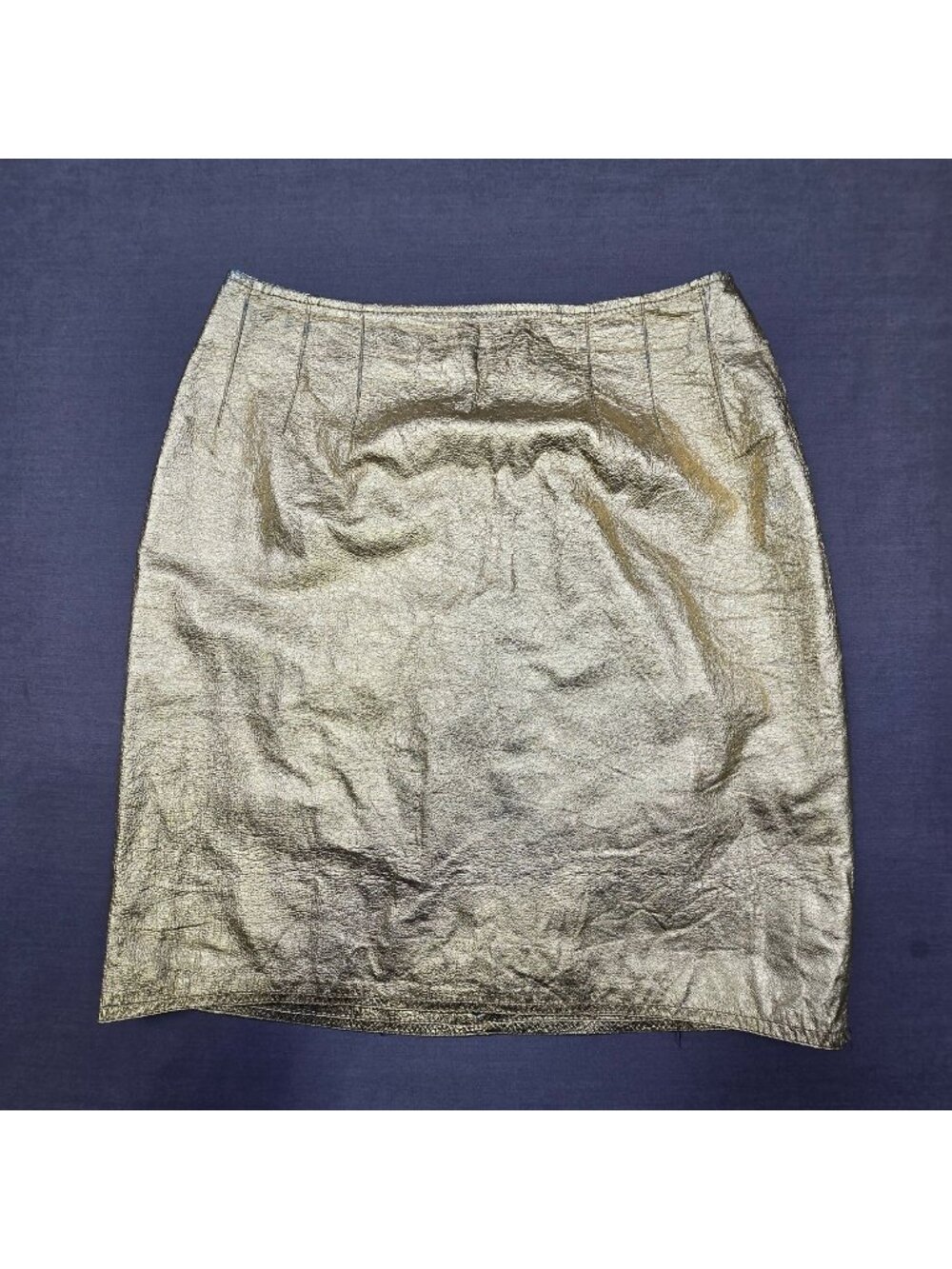 Melanzona Size 6 Metallic Gold Leather Pencil Skirt Vintage Bergdorf Goodman